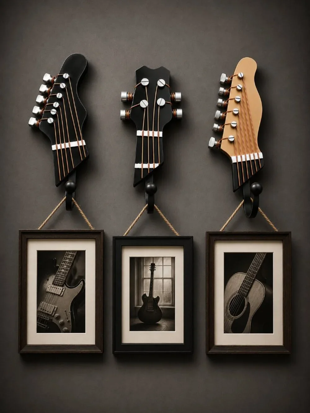Guitar Themed Decor Wall Hooks - Set of 3 - Picture 3 of 6